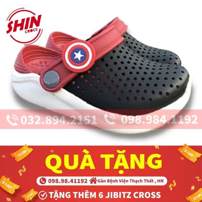 dép cross cho bé💖FREESHIP💖dép cross cho bé họa tiết NEON sục đỏ đế trắng SHIN99I7221 tặng thêm 6 sticker