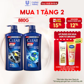 Dầu Gội Đầu Clear Men Deep Cleanse Than Hoạt Tính Đánh Bay Gàu, Ngứa Và Dưỡng Tóc Khỏi Khói Bụi 650ml/900ml