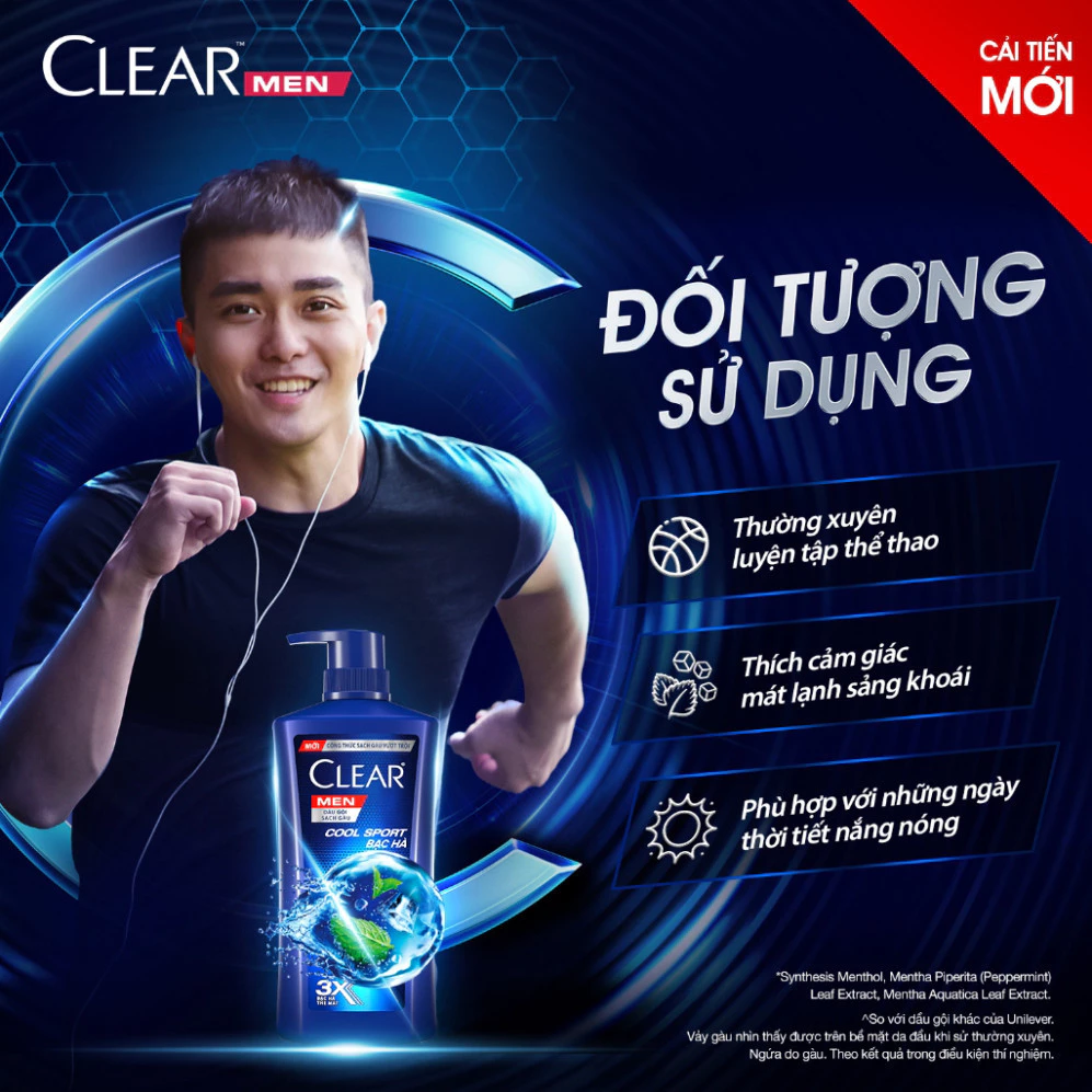 Dầu Gội Đầu Clear Men Deep Cleanse Than Hoạt Tính Đánh Bay Gàu, Ngứa Và Dưỡng Tóc Khỏi Khói Bụi 880g/900g