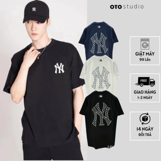 ⚡HÀNG XUẤT DƯ⚡ Áo Thun Nam Nữ Tay Lỡ MLB LOGO Thêu In Chữ NY To Sau Lưng Chất COTTON 2 Chiều Thoáng Mát Đày Đủ TAG MAC S