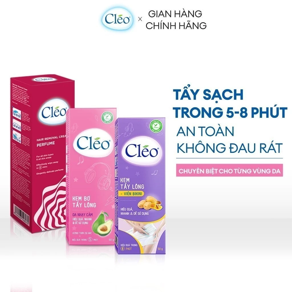 Kem Tẩy Lông Cho Da Nhạy Cảm Cleo Chuyên Biệt Từng Vùng Da Avocado Hair Removal Cream Sensitive Skin