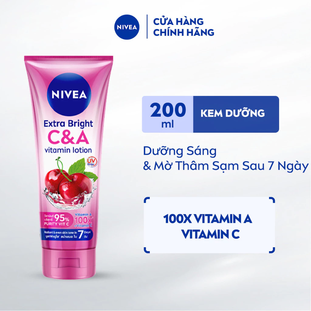 Sữa Dưỡng Thể NIVEA Vitamin C&A Dưỡng Sáng | Đều Màu Da Sau 7 Ngày (180 ml) - 80372