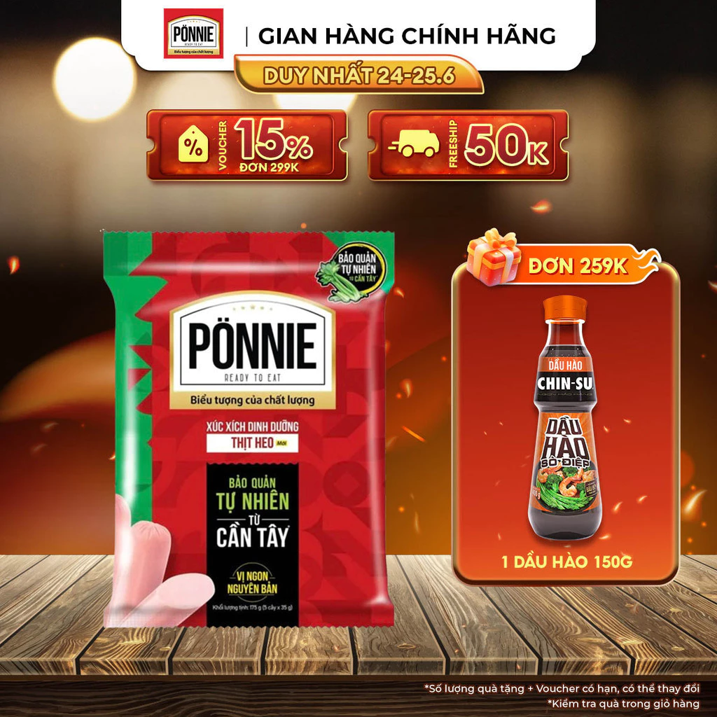 Xúc Xích Tiệt Trùng Ponnie Vị Heo Gói 35g