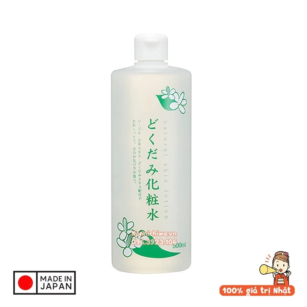 Nước hoa hồng diếp cá Dokudami Natural Skin Lotion 500ml Nhật Bản - Nước cân bằng cho da dầu mụn, nhạy cảm và da thường