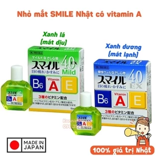 Nước Nhỏ Mắt SMILE 40 Ex / Mild | Dưỡng mắt có vitamin A, E, B6 mát lạnh | Hàng nội địa Nhật - chai 15ml