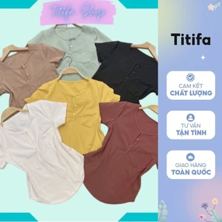 Áo thun body nữ tay ngắn vạt bầu phối túi cúc áo thời trang, áo kiểu nữ vải thun - Titifa Shop