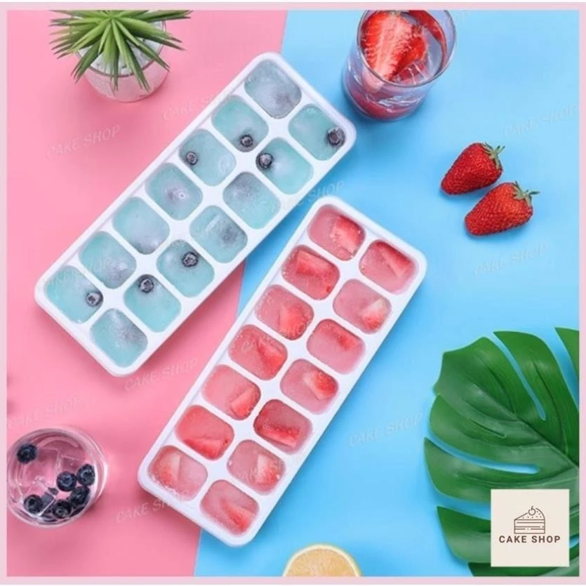 Khay đá Silicon 14 viên có nắp đậy , khay làm đá , làm kem