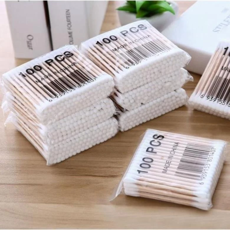 Túi 100c Bông Ngoáy Tai Vệ sinh tai Cán Gỗ