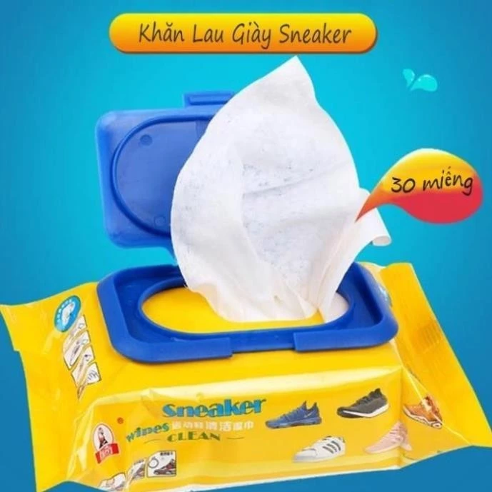 Gói 30 tờ giấy ướt lau giày cao cấp Sneaker - Lau sạch bóng giầy, dép, túi xách, ba lô