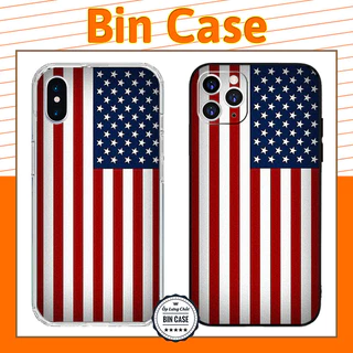 Ốp Lưng iPhone Cờ Mỹ America Vintage Đỏ Trắng Nhiều Ngôi Sao iphone 14 13 12 11 Pro Max 6 7 8 Plus X Xr Xs Max BONGDA385