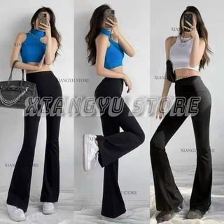 Quần ống loe legging nữ chất umi cap cấp siêu hack dáng, hàng quảng châu loại 1, cạp cao