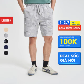 Quần short nam CANIFA chất liệu cotton cạp chun kéo khóa túi 8BS24S002