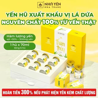 Nước yến chưng đường phèn Thiên Thủy Xuất Khẩu Vị lá dứa Hộp 6 lọ, giúp làm đẹp da Nhà Yến Nha Trang