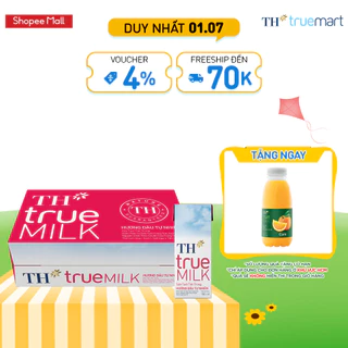 Thùng 48 hộp sữa tươi tiệt trùng hương dâu TH True Milk 180ml (180ml x 48)