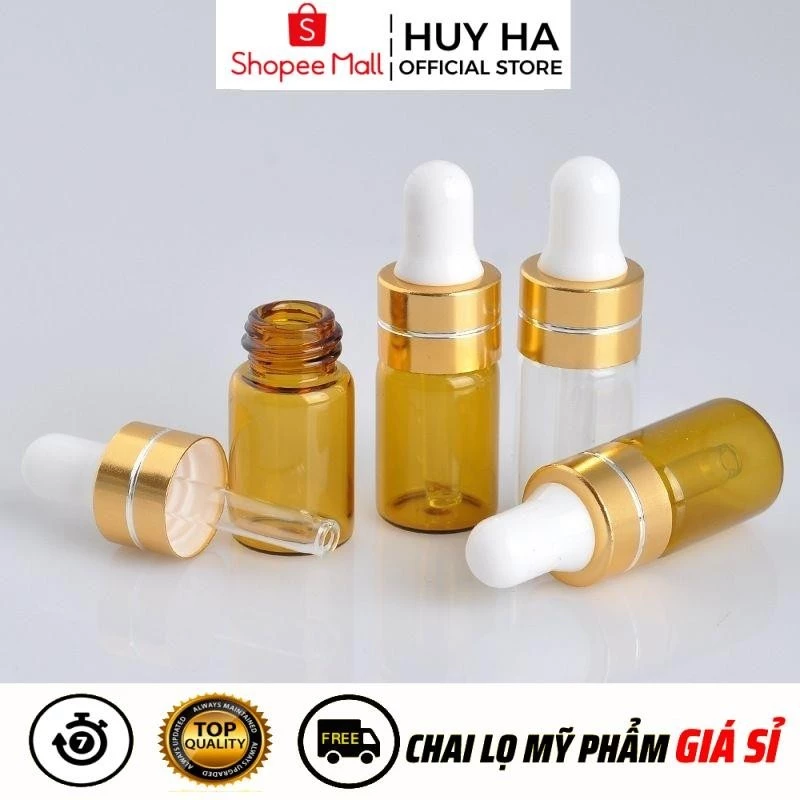 Chai Lọ Chiết Serum HUY HA COSMETIC PACKAGING Tinh Dầu Mỏng 5ml,3ml,2ml Khoen Vàng, Phụ Kiện Du Lịch