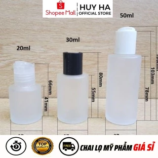 Chai Chiết Mĩ Phẩm HUY HA COSMETIC PACKAGING Thủy Tinh Mờ Vai Ngang Nút Nhấn 20ml,30ml,50ml Chiết Mỹ Phẩm .