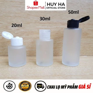 Chai Lọ Nắp Bật Thủy Tinh Mờ Vai Ngang 20ml,30ml,50ml Chiết Mỹ Phẩm HUY HA COSMETIC PACKAGING