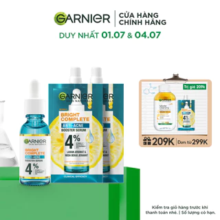 Bộ dưỡng chất ngăn ngừa, giảm mụn mờ thâm dành cho da dầu, mụn Garnier Bright Complete Serum