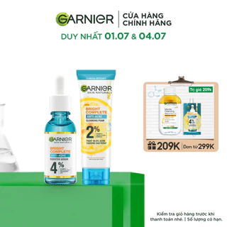 Bộ sản phẩm làm sạch, giảm mụn, dưỡng sáng da Garnier Anti-Acne Serum 30ml & Sữa rửa mặt 3-trong-1 100ml
