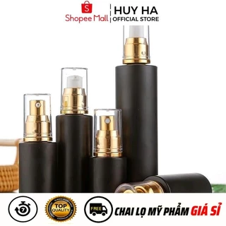 Chai Lọ Chiết Mĩ Phẩm Thủy Tinh Xịt Giọt 20ml,30ml,50ml Đen Nhám HUY HA COSMETIC PACKAGING