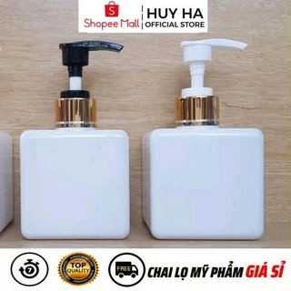 Chai Lọ Xịt Vòi Nhấn HUY HA COSMETIC PACKAGING Nhựa Pet 250ml Vuông Lotion Vòi Nhấn Xi Vàng, Bạc Đựng Sữa Tắm, Dầu Gội