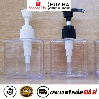 Chai Lọ Xịt Vòi Nhấn HUY HA COSMETIC PACKAGING Nhựa Pet Vòi Nhấn Sữa Tắm 250ml Vuông Lotion Đựng Dầu Gội, Kem Dưỡng