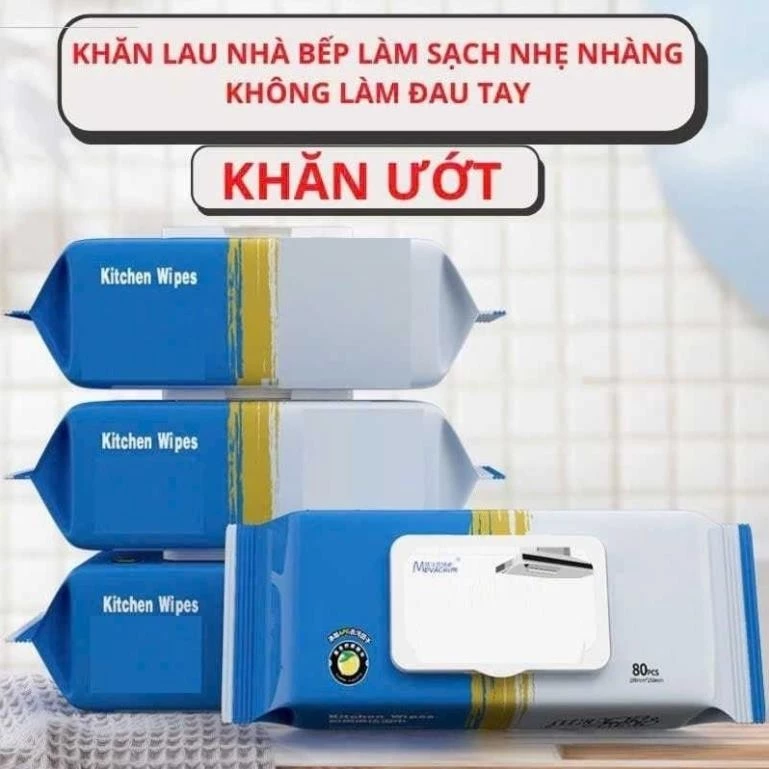 [Combo 3 gói] Khăn ướt Lau bếp đa năng 1 gói 80 miếng Siêu tiết kiệm XKT