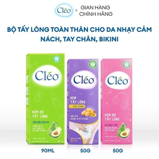 Bộ tẩy lông toàn thân Cléo 190g cho da nhạy cảm an toàn, hiệu quả, kem tẩy lông nách, chân tay và bikini