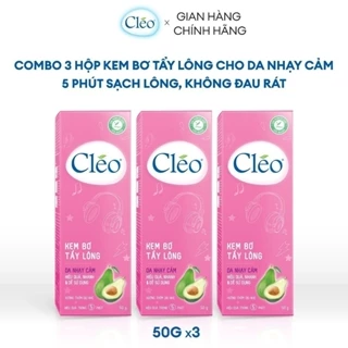 Combo 03 hộp Kem Tẩy Lông Cléo Cho Da Nhạy Cảm Avocado Hair Removal Cream Sensitive Skin 50g/ hộp hiệu quả, an toàn