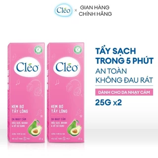 Combo 02 hộp Kem Tẩy Lông Cho Da Nhạy Cảm Cleo Avocado Hair Removal Cream Sensitive Skin 25g/ hộp