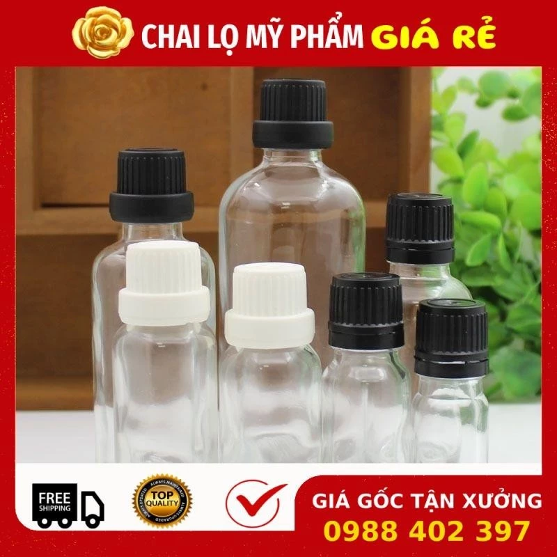 Lọ Chiết Serum ❣️ [50ml,100ml] đựng tinh dầu thủy tinh nắp vặn đen