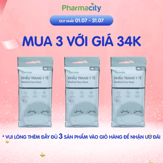 Khẩu trang y tế Pharmacity 3 lớp màu trắng (Gói 10 cái)