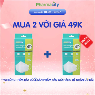 Khẩu trang 4D Pharmacity Trắng (Hộp 10 cái)