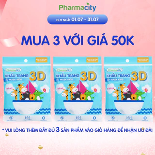 Khẩu trang y tế 3D chất lượng cao Pharmacity trẻ em (Gói 5 cái)