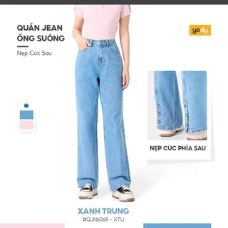 Quần jeans nữ YODY quần bò ống rộng, quần cạp cao dáng suông phong cách trẻ trung năng động QJN6068