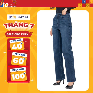 Quần Jeans nữ cải cafe cải tiến YODY dáng suông chống UV co giãn nhẹ, thoáng mát QJN6038