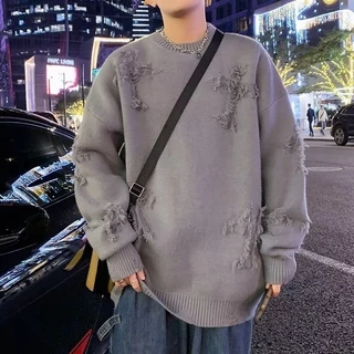 Áo sweater nam nữ cổ tròn rách hình chữ thập sweater len nam nữ unisex xé thánh giá form rộng thời trang hàn quốc 3494