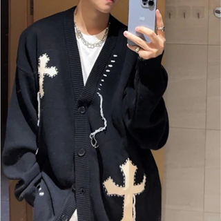 Áo len cardigan len nam nữ unisex hoạ tiết Chrome hearts cardigan len nam nữ unisex form rộng phong cách đường phố 6363