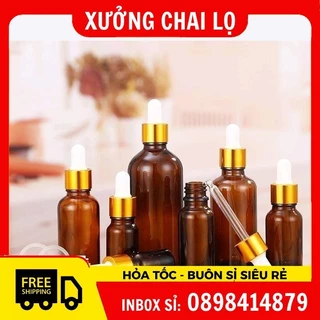 Lọ Chiết Serum , [5ml,10ml,15ml,20ml,30ml,50ml] Đựng Tinh Dầu Bóp Giọt Khoen Vàng,