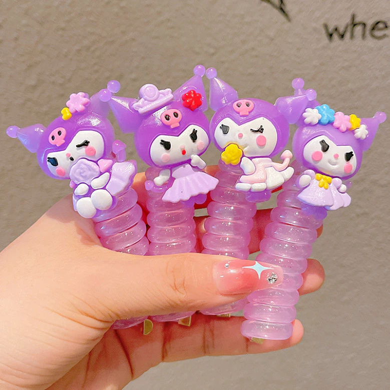 Chun Cột Tóc Kuromi Dạng Lò Xo Xoắn Tạo Kiểu Dễ Thương Cho Bé🍀FREESHIP🍀Dây Buộc Tóc Lò Xo Cho Bé