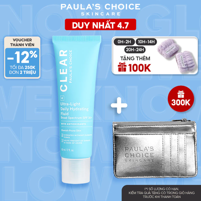 Kem chống nắng dành cho da mụn Paula’s Choice Clear Ultra-Light Daily Fluid SPF 30 - 60 ml 6130