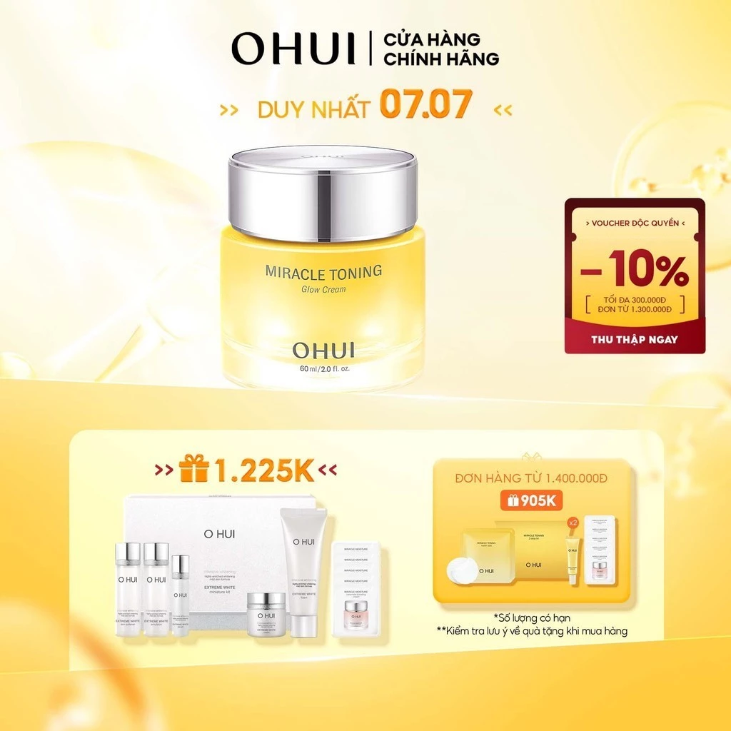 Kem dưỡng ẩm sáng da căn bóng chứa Vitamin C giúp da săn hỗ trợ chống oxy hóa Miracle Toning Glow Cream 60ml