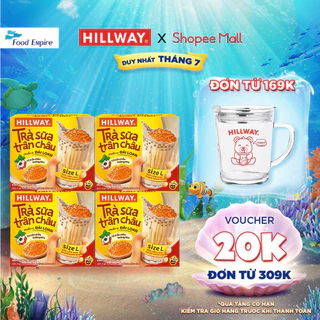 Combo 4 Hộp Trà sữa trân châu Hoàng Kim Hillway - Chuẩn vị Đài Loan size L (hộp 4 gói trà sữa, 4 gói trân châu)