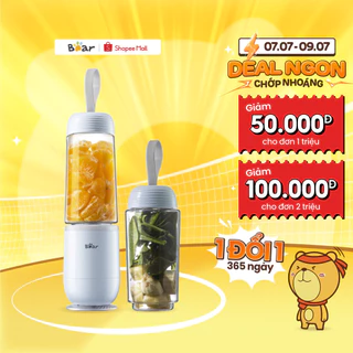 Máy Xay Sinh Tố Mini Cầm Tay Bear LLJ-D04B1, 2 Cốc x 350ML - Chính Hãng - BH 18 Tháng