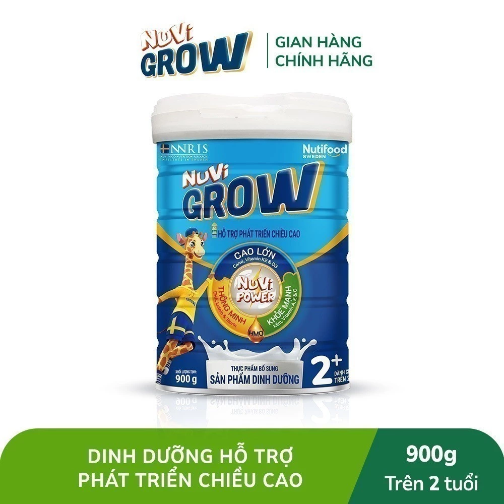 Sữa Bột Nuvi Grow phát triển chiều cao Trên 2 tuổi Lon 900g