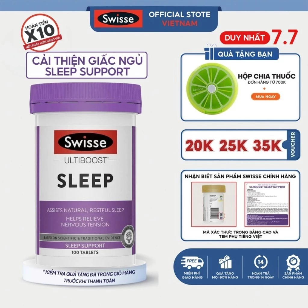 Cải thiện giấc ngủ Swisse Ultiboost Sleep Support 100 viên giúp ngủ sâu giấc mang lại cảm giác sảng khoái khi thức dậy