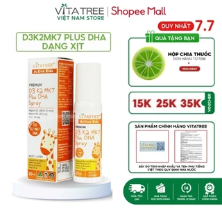 D3K2 dạng xịt Vitatree Premium D3K2MK7 Plus DHA 20ml bổ sung D3K2 và DHA giúp bé phát triển não bộ và chiều cao tối đa