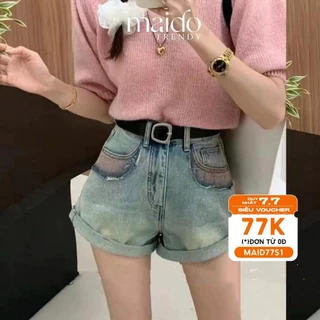 Quần short jean túi phối màu trẻ trung năng động phong cách Hàn Quốc MAIDO TRENDY (QD02)