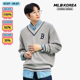 MLB - Áo sweater phom suông tay dài cổ V thời trang 3AKPV0131-43MGS