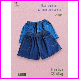 Quần đùi jean nữ lưng thun form rộng thoải mái , quần short jean loại 1